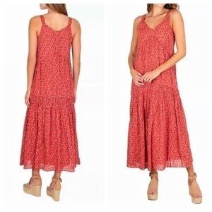 Joie Bondi Tea Rose Tiered Maxi Dress 100% Cotton